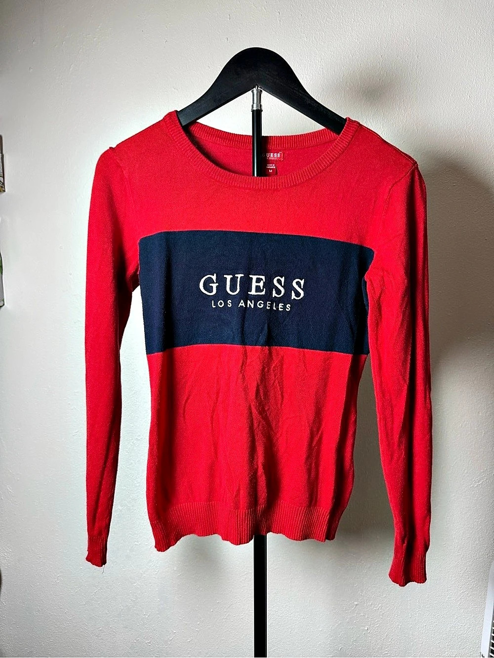 GUESS Color Block Crewneck Sweater Size Medium